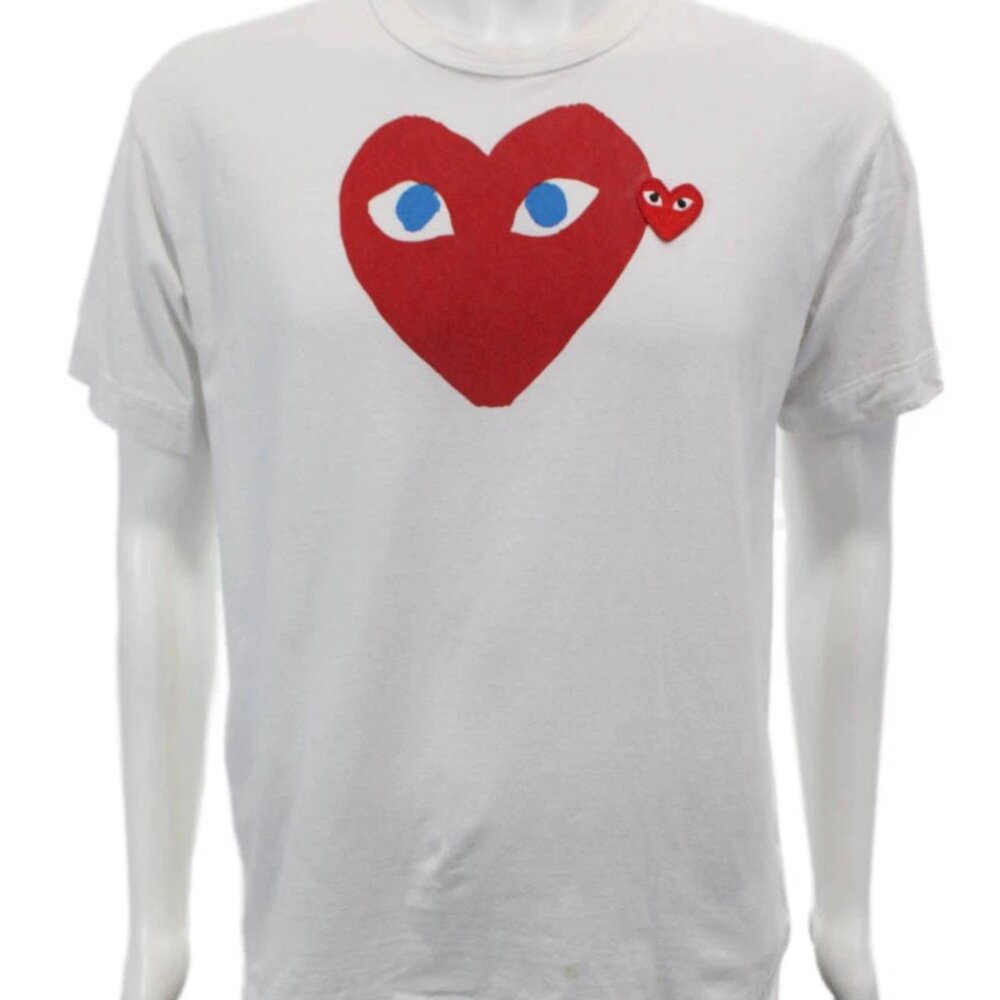 $249 Authentic PLAY by COMME des GARCONS Made in JAPAN Heart White T-Shirt Sz.XL